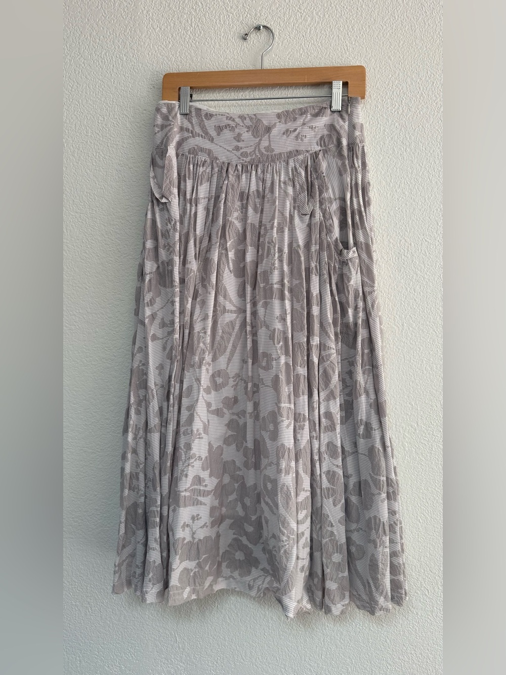 Soft Floral Maxi Skirt in Light Taupe